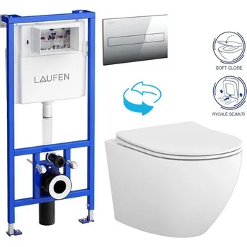 LAUFEN Rámový podomítkový modul CW1 SET s chromovým tlačítkem + WC CERSANIT DESSE VORTEX + SEDÁTKO H8946600000001CR ES1