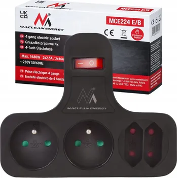 Elektrická zásuvka ROZBOČKA Zásuvka Rozdvojka pro proud Rozdělovač kontaktu na 4 zásuvky