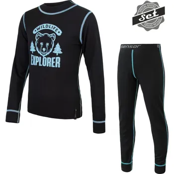 Dětské termoprádlo Dětský funkční set SENSOR Double Face Wild černá Barva: černá, Velikost: 100