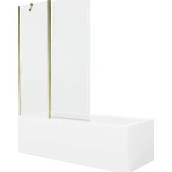 Vanová zástěna MEXEN/S - Cubik obdélníková vana 160 x 70 cm s panelem + vanová zástěna 120, transparent, zlatá 550316070X9412115000