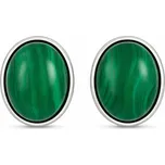 Stříbrné náušnice malachit Peris