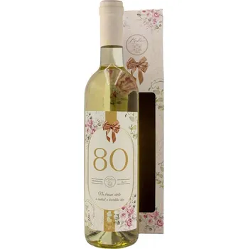 Dárkové bílé víno 0,75 l Chardonnay pro ženu k 80. narozeninám