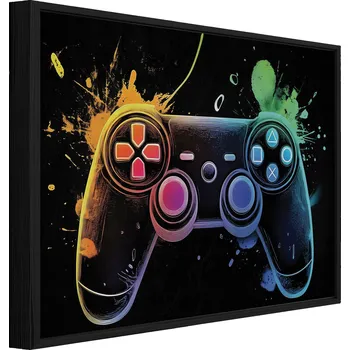 Obraz OBRAZ V ČERNÉM RÁMU NA PLÁTNĚ PRO HRÁČE OVLADAČ DO DĚTSKÉHO POKOJE 40x30