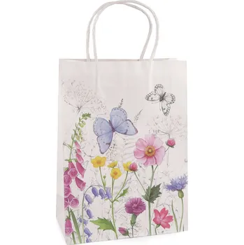 Dárková taška Dárková taška květy a motýli, barva 5 (19x26 cm) bílá