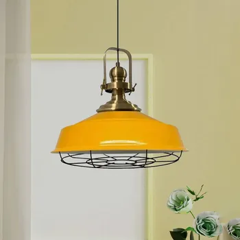 ROYALTECH Závěsné svítidlo Astel, žlutá barva, Ø 41 cm, kov, detaily ve staromosazném žlutá, starožitná mosaz, bílá, černá 1 x 60 W - Doprava zdarma