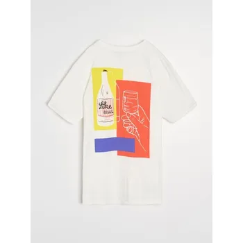 Dámské spodní prádlo Sinsay - Bavlněná košilka s potiskem - krémová - 387HL-01X - 387HL-01X-2XL