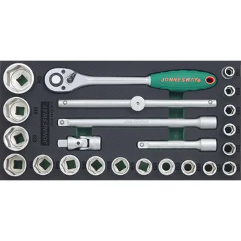 Gola sada Modul pěnový - gola sada 1/2", 6hranné hlavice 10 - 36 mm, 23 dílů - JONNESWAY S04H4123KV