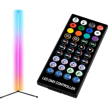 Žárovka Verk 12330 Rohová LED stojací lampa RGB, dálké ovládání, 150 cm, černá