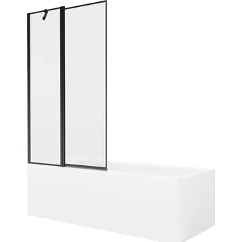 Vanová zástěna MEXEN/S - Cubik obdélníková vana 150 x 70 cm s panelem + vanová zástěna 100, černá vzor 550315070X9410117070