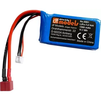 Modelářství Akumulátor Li-Pol 2S T-Plug 7,4V 1500 mAh DF models 6981