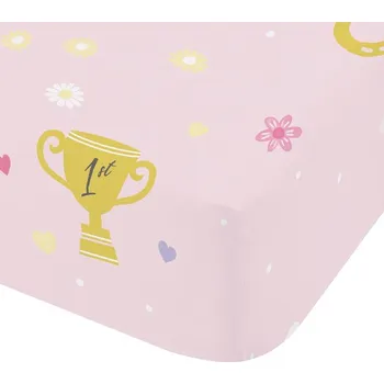 Prostěradlo Růžové napínací dětské prostěradlo na jednolůžko 90x190 cm Happy Horses – Catherine Lansfield ID_1900066