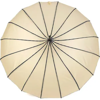 Deštník Dámský deštník pagoda s koženou rukojetí, střední, 4 krémová černá