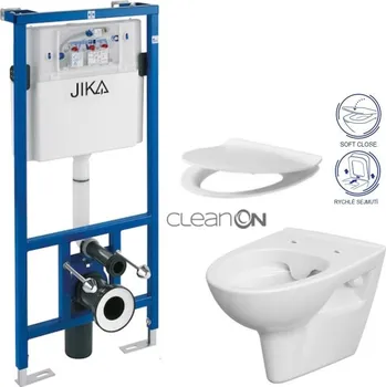 Klozet JIKA předstěnový instalační systém bez tlačítka + WC CERSANIT CLEANON PARVA + SEDÁTKO H895652 X PA2