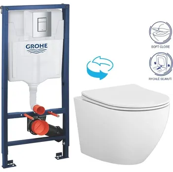 Klozet Grohe Rapid SL pro závěsné WC 38528SET s chromovou deskou + WC CERSANIT DESSE VORTEX + SEDÁTKO 38772001 ES1