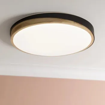 Brilliant G80846/76 Stmívatelné LED svítidlo BAARLO DŘEVO černé průměr 50cm, RC, CCT, Night Light