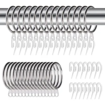 Garnýž Záclonové kroužky s háčky GGTTNRT, 30 kusů kovových záclonových kroužků a 30 kusů plastových