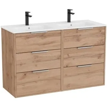 Koupelnový nábytek Koupelnová skříňka s dvojumyvadlem Roca Optica 120x58x45,5 cm dub OPT1203ZO