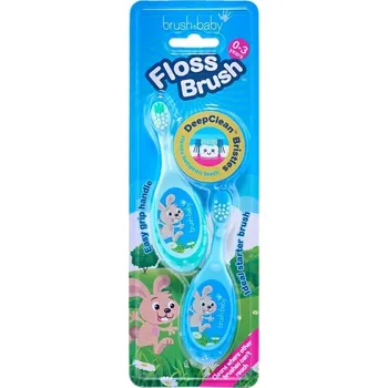 Zubní kartáček Brush-Baby Flossbrush kartáček na zuby pro děti 0-3 roky 2ks