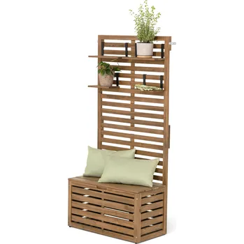 Zahradní nábytek 724073 - Tchibo - Balkonová lavice s pohledovou ochranou a úložným prostorem - barva: hnědá