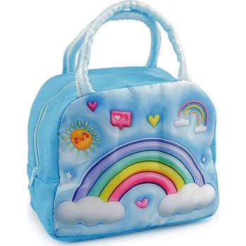 Termotaška skládací svačinová 21x18 cm, střední, 1 modrá azuro duha