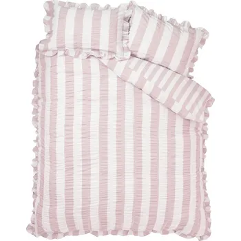 Povlečení Růžové povlečení na jednolůžko 135x200 cm Seersucker Frill Stripe – Catherine Lansfield ID_1900024