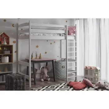 Dětská postel Dětská vyvýšená postel z masivu borovice TEXAS - 200x80 cm - BÍLÁ