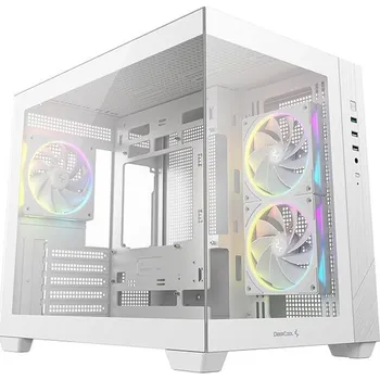 PC skříň DEEPCOOL CG330 3F bílá Skříň, Micro ATX, bez zdroje, mATX, 3× 120mm ARGB fan, USB 3.0, 2× USB 2.0, průhledná bočnice a přední panel, tvrzené sklo, bílá R-CG330-WHNGM3-G