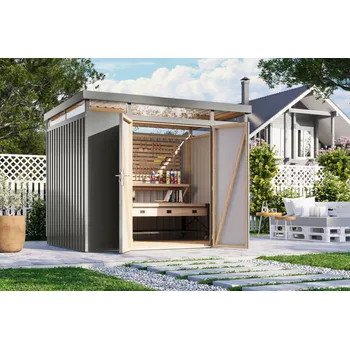 Zahradní domek plechový domek KARIBU AURUM 3 (53668) šedý