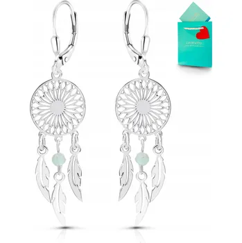 Náušnice Stříbrné náušnice s amazonitem a lapač snů 925