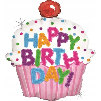 Balónek Fóliový balónek stojící Happy Birthday - dortík, narozeninový, 79 cm (31 palců)