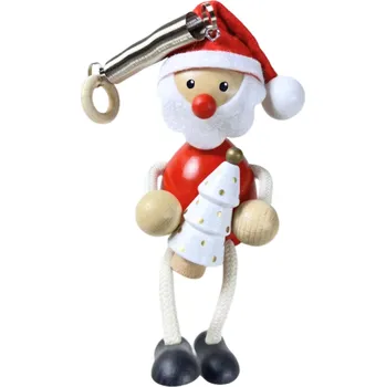 Figurka KROKIDO Santa s vánočním stromečkem - ručně malovaná dřevěná figurka na pružině
