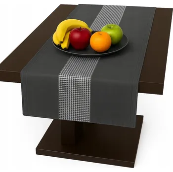 ubrus Velurový běhoun na stůl se zirkony 40x180 cm tmavě šedý dekorativní do obývacího pokoje