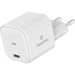 65W EU adaptér / nabíječka SWISSTEN GaN - mini provedení - USB-C - bílá