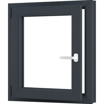 Okno SKLADOVÁ-OKNA.cz Jednokřídlé plastové okno sklepní 600x1000 mm mm, antracit / bílé, dvojsklo, levé, OLIMPIA 60 AD Bílá dovnitř / Šedá antracit ven (struktura písek)