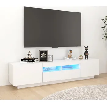 Televizní stolek TV stolek s LED osvětlením, bílý, 180x35x40 cm