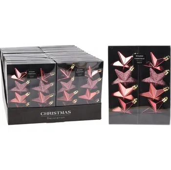 Vánoční dekorace Vánoční Baňky tvarovky HVĚZDIČKA 6,5 cm 8 ks