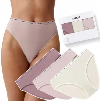 Dámské spodní prádlo Kalhotky Sport 3 PÁRY Sportovní kalhotky s vysokým pasem ATLANTIC - M