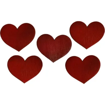 Svatební dekorace Červená srdíčka 5 kusů Barva: červená, velikost: 3 cm