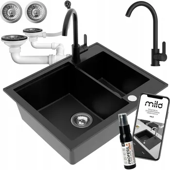 Granitový dřez Dřez jednopůlkomorový Miló Emporio granit černý