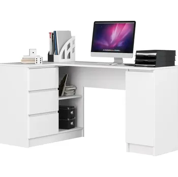 Psací stůl Rohový psací stůl SILAN - bílý, levé provedení