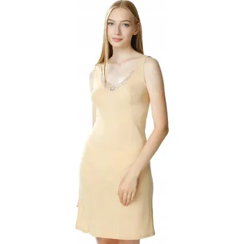 Dámská halenka MEWA spodní prádlo, košilka Adela, hedvábí, ke kolenům, vel. 56, béžová