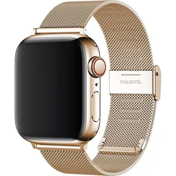 Řemínek na hodinky AW MILÁNSKÝ TAH SE ZAPÍNÁNÍM pro Apple Watch - Zlatý Šířka uchycení řemínku: 38/40/41/42mm, Barva: Zlatá IR-AWMTH006