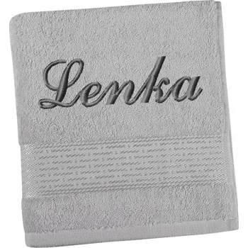 Ručník Poutko na froté ručník Bellatex s vyšitým jménem, šedé, 70x140 cm