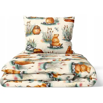 Povlečení DĚTSKÉ POVLEČENÍ 90x120 cm, 2 díly, DO POSTÝLKY, vzor: KAPIBARY ECRI