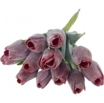 umělá květina Umělé tulipány s listem 6 ks - tmavá červená