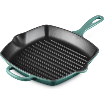 Pánev Le Creuset, Grilovací pánev Signature čtvercová, 26 cm, bleu riviera - Formadore