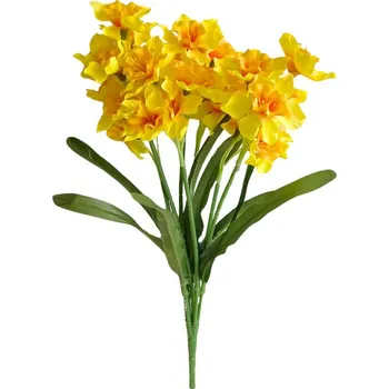 umělá květina Narcis trs 7 větviček - žlutá/oranžový střed