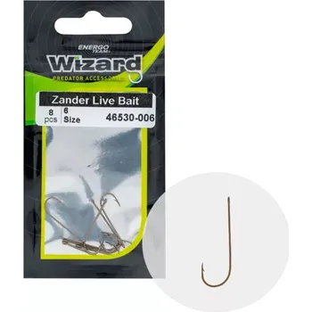 Rybářský háček WIZARD - Háček Zander Live Bait Light vel. 4 8 ks