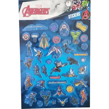 samolepka Samolepky se třpytkami Avengers Marvel, 6 archů třpytivé A5