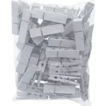 Dřevěné kolíčky 7x2cm - bílé, 50ks